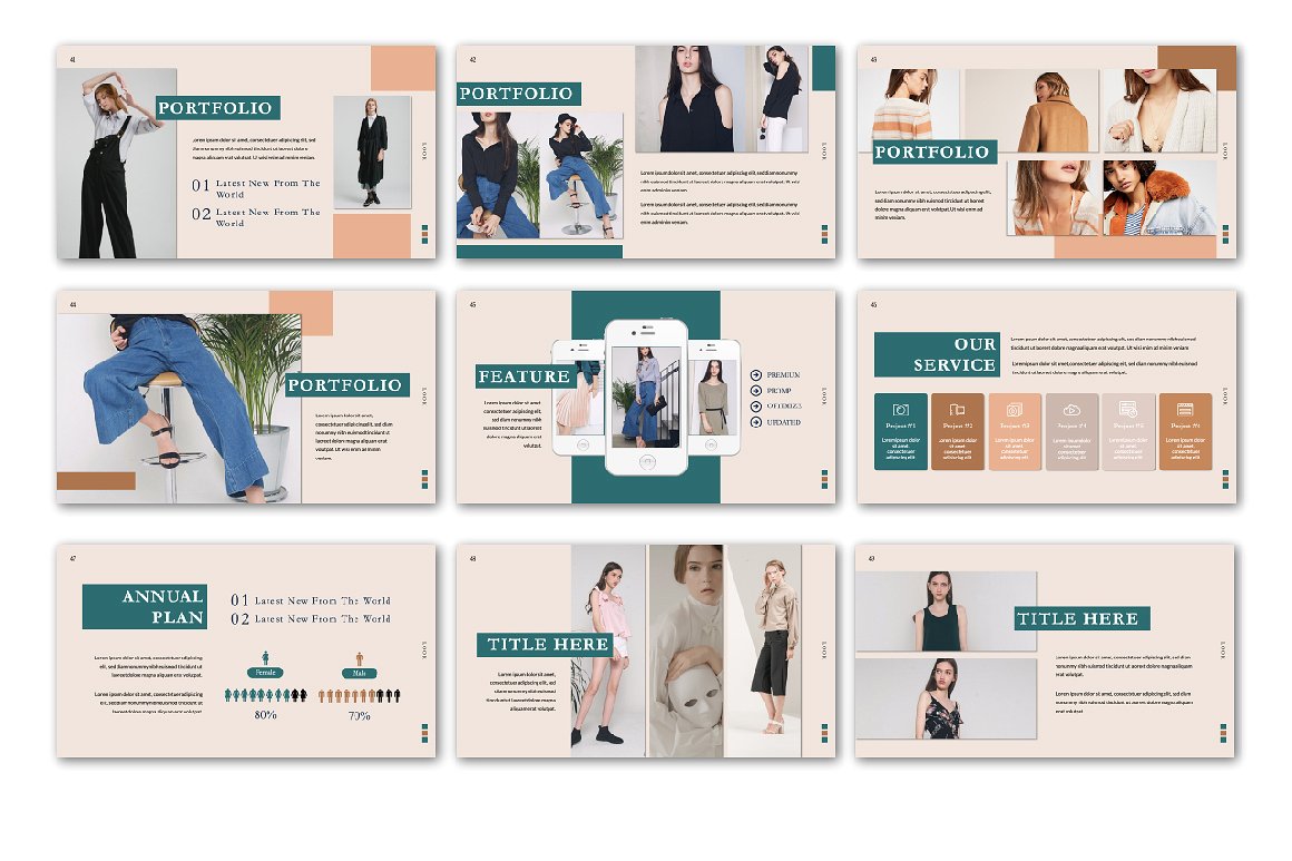 时尚简约的女性服装摄影营销Keynote模板 Trendy And Simple Female Clothing Photography Marketing Keynote Template_img_2