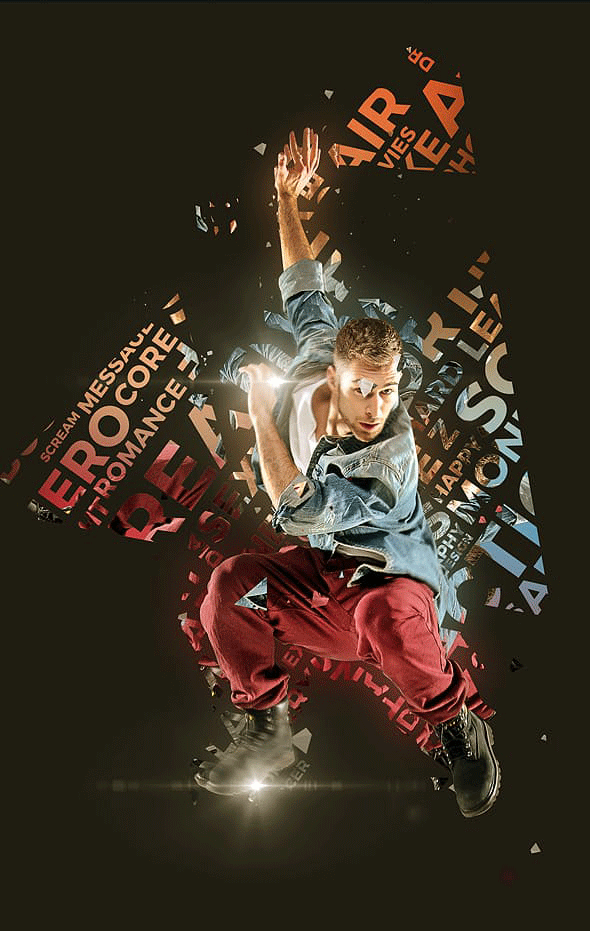 炫酷的人物文字错列爆炸分散Photoshop动作 Cool Character Text Staggered Explosion Scattered Photoshop Action_img_2