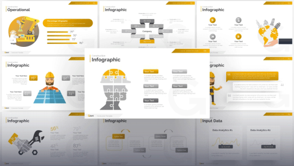 清洁极简优雅的工程施工个人介绍PowerPoint演示模板 GR - Giant Construction PowerPoint Presentation Template_img_2