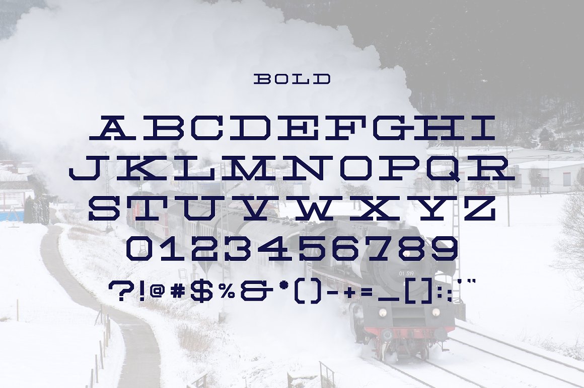 超宽板式块状造型衬线NH Rail字体 Ultra-Wide Plate Block Shape Serif NH Rail Font_img_2