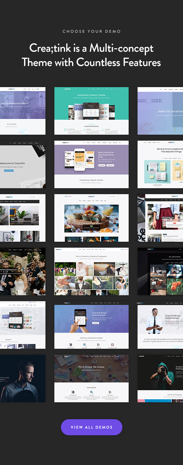 多功能响应式设计师艺术家作品展示WordPress网站模板 Creatink - Multi-Concept Responsive WordPress Theme_img_2