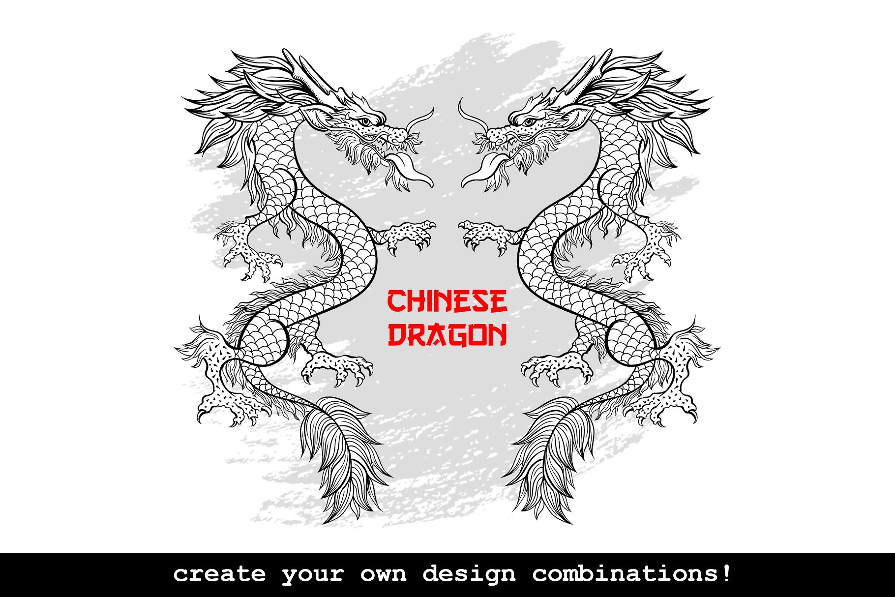 手绘中国风格中国龙AI矢量插图 Hand Drawn Chinese Style Chinese Dragon Illustrator Vector illustration_img_2