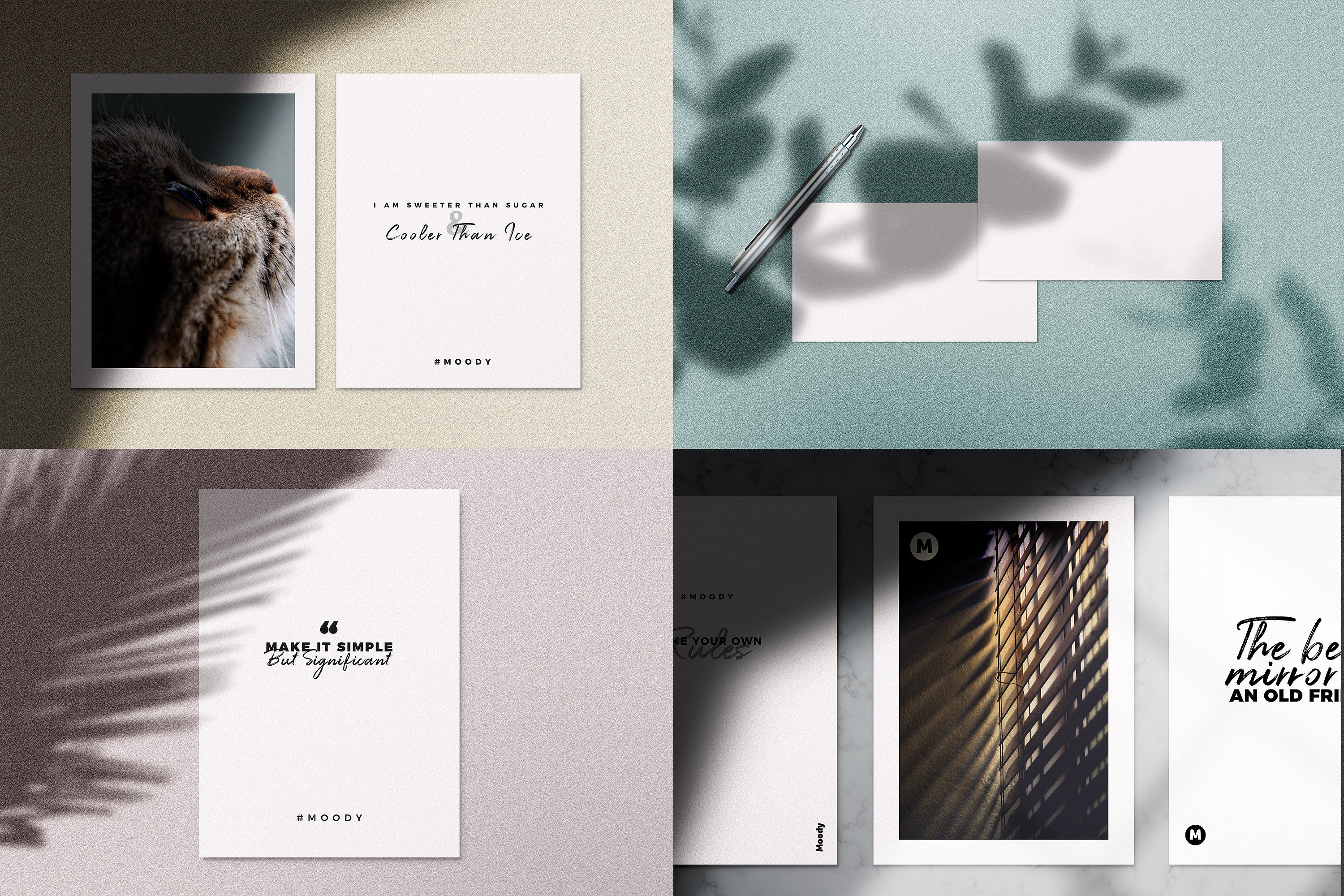 具有逼真阴影叠加的真实而优雅办公文具样机 Realistic And Elegant Office Stationery Prototype With Realistic Shadow Overlay_img_2