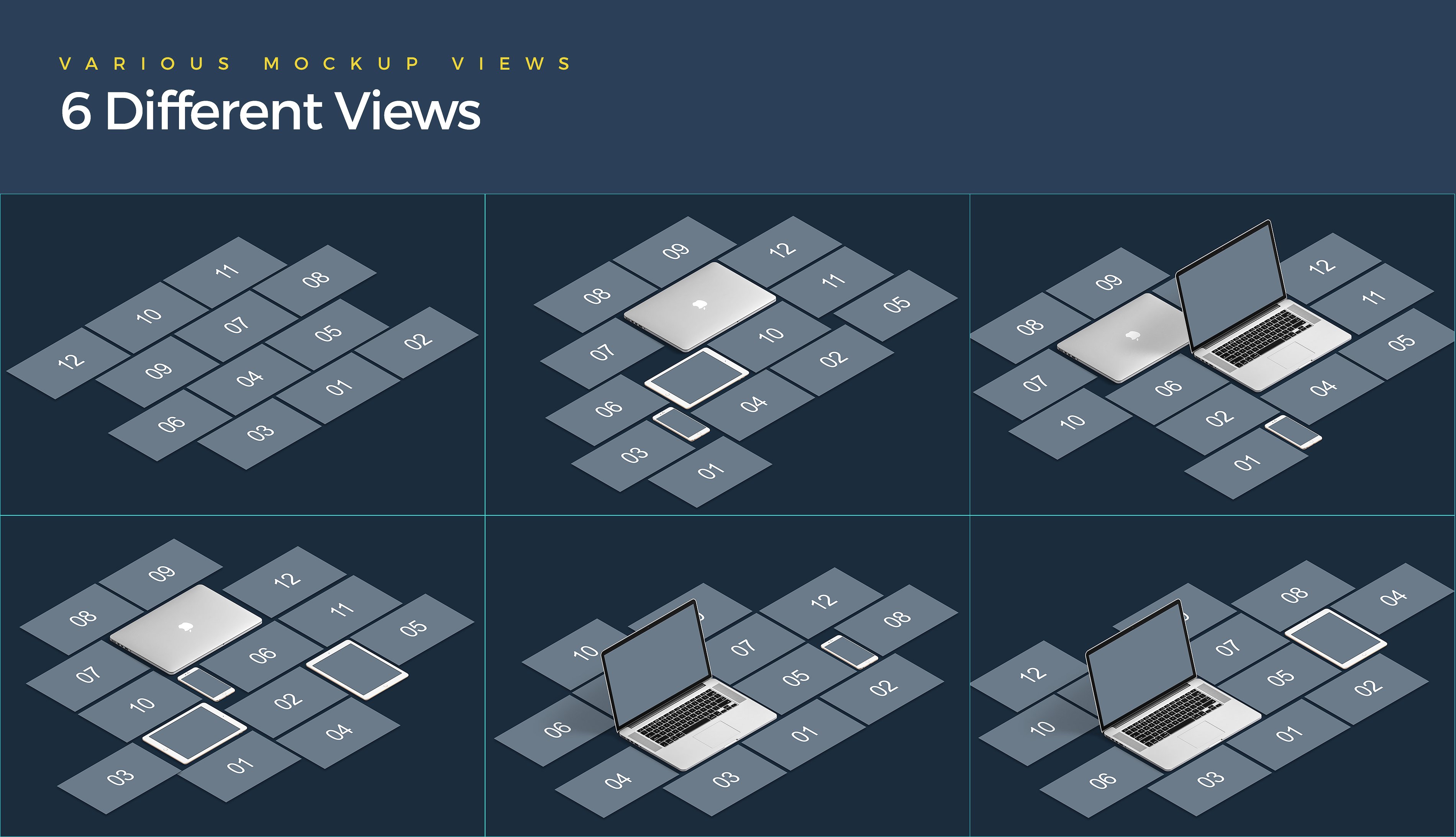 6款不同的等距视角网页设计展示样机 6 Different Isometric Perspective Web Design Display Prototypes_img_2