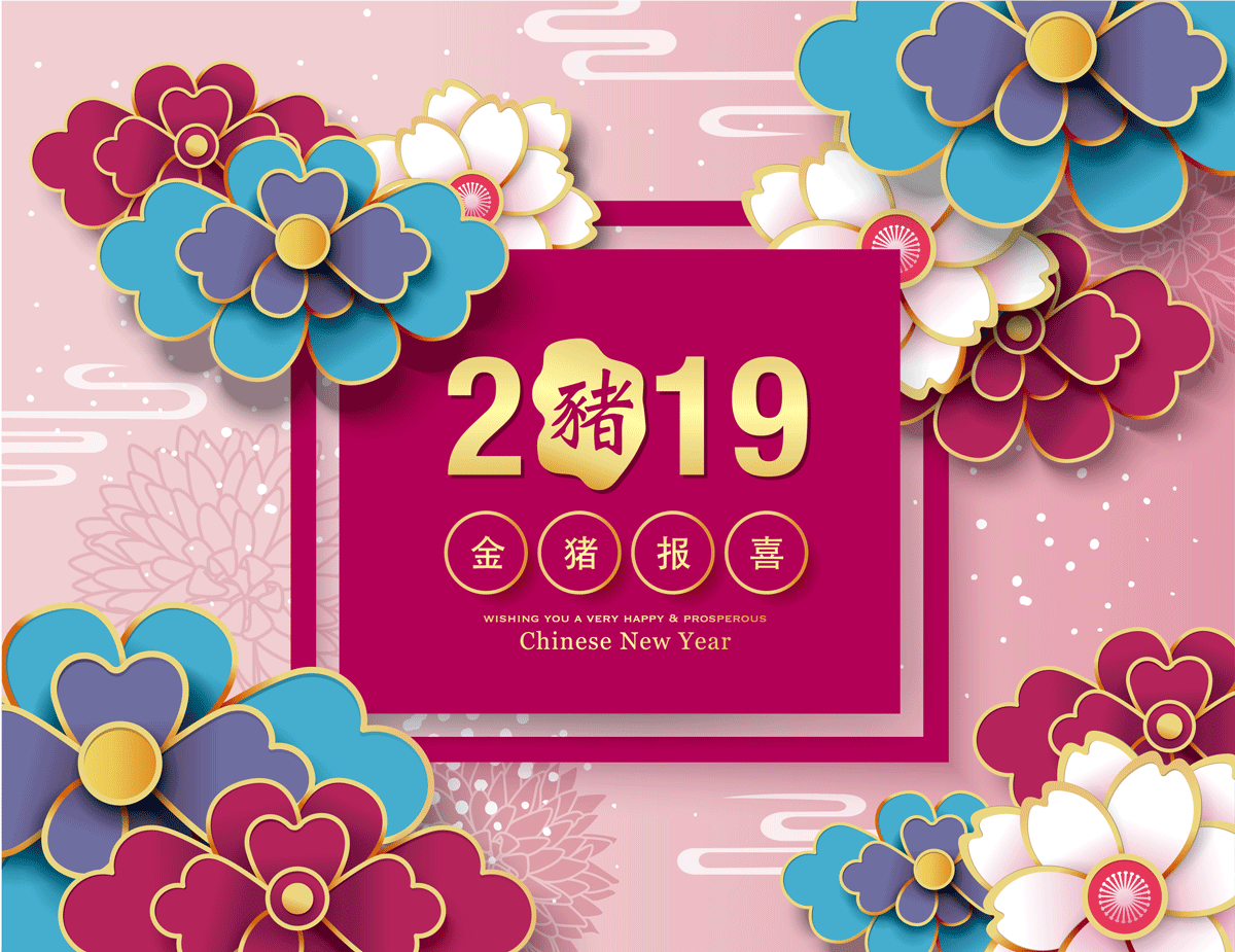 2019年猪年新年元旦海报红包EPS矢量素材 2019 Year of the Pig New Year