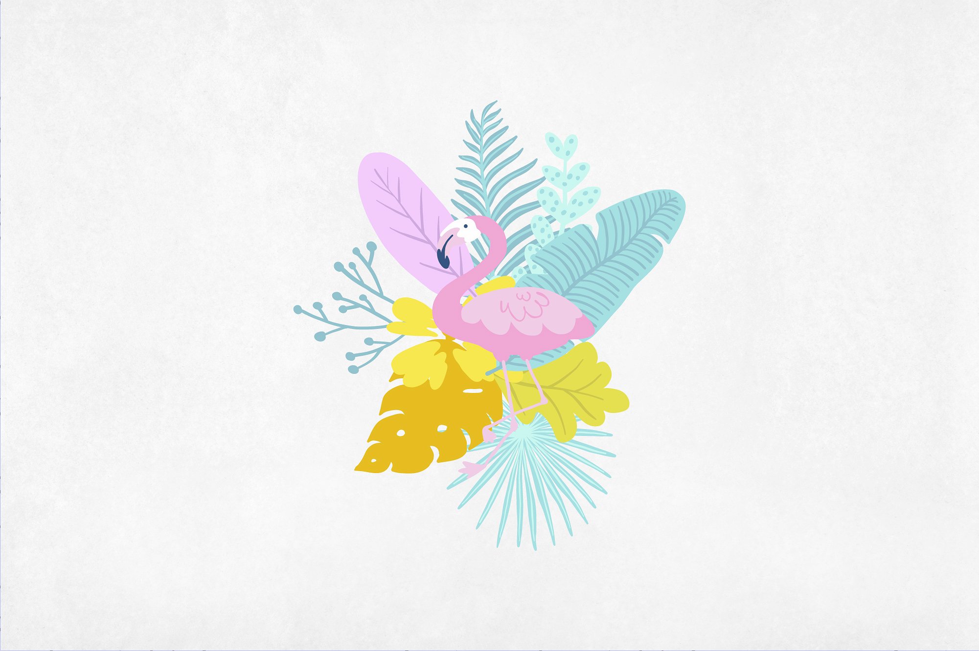 热带天堂夏季矢量动植物图案套装 Tropical Paradise Summer Vector Animal and Plant Pattern Set_img_2
