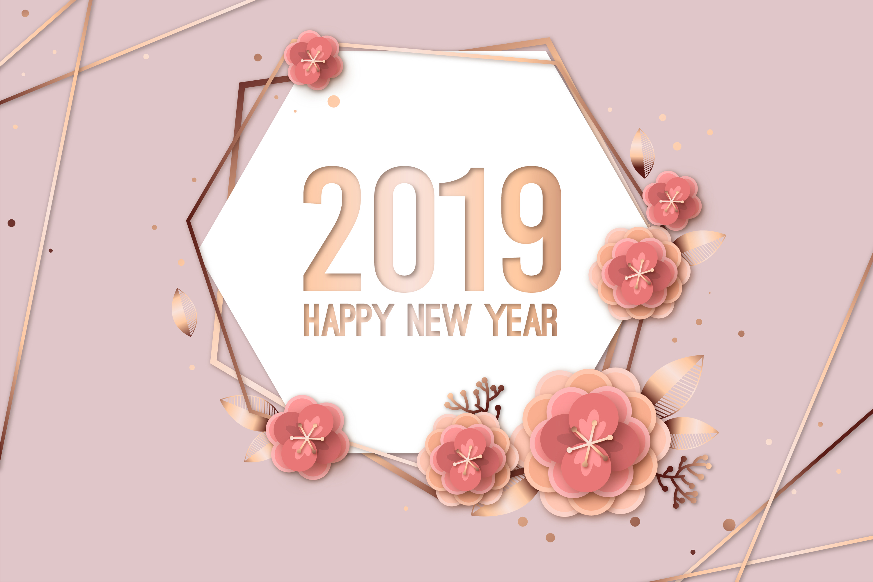 新年快乐创意2019时尚字体矢量素材 Happy New Year 2019 Stylish Text Design_img_2