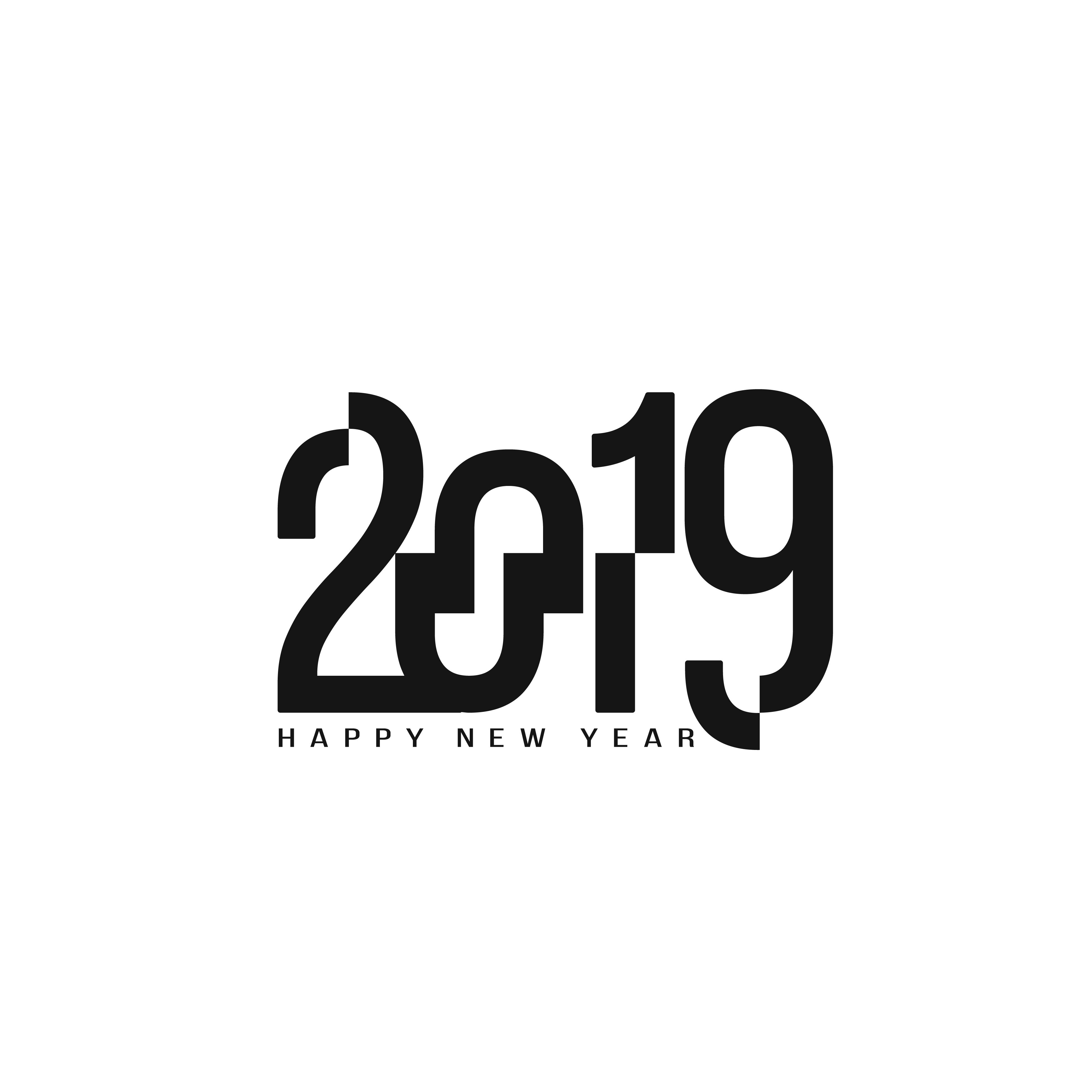 新年快乐创意2019时尚字体矢量素材 Happy New Year 2019 Stylish Text Design_img_2