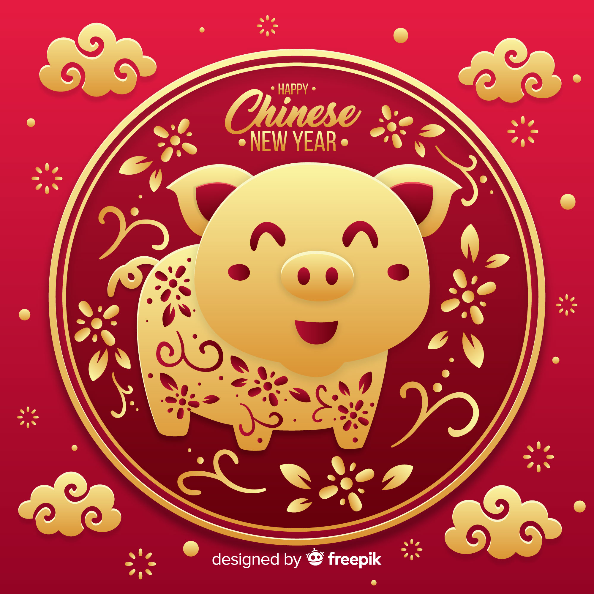 猪年（己亥年）矢量创意图形矢量素材模板 Pig Year (Hai Haiian) Vector Creative Graphic Vector Material Template [EPS]_img_2