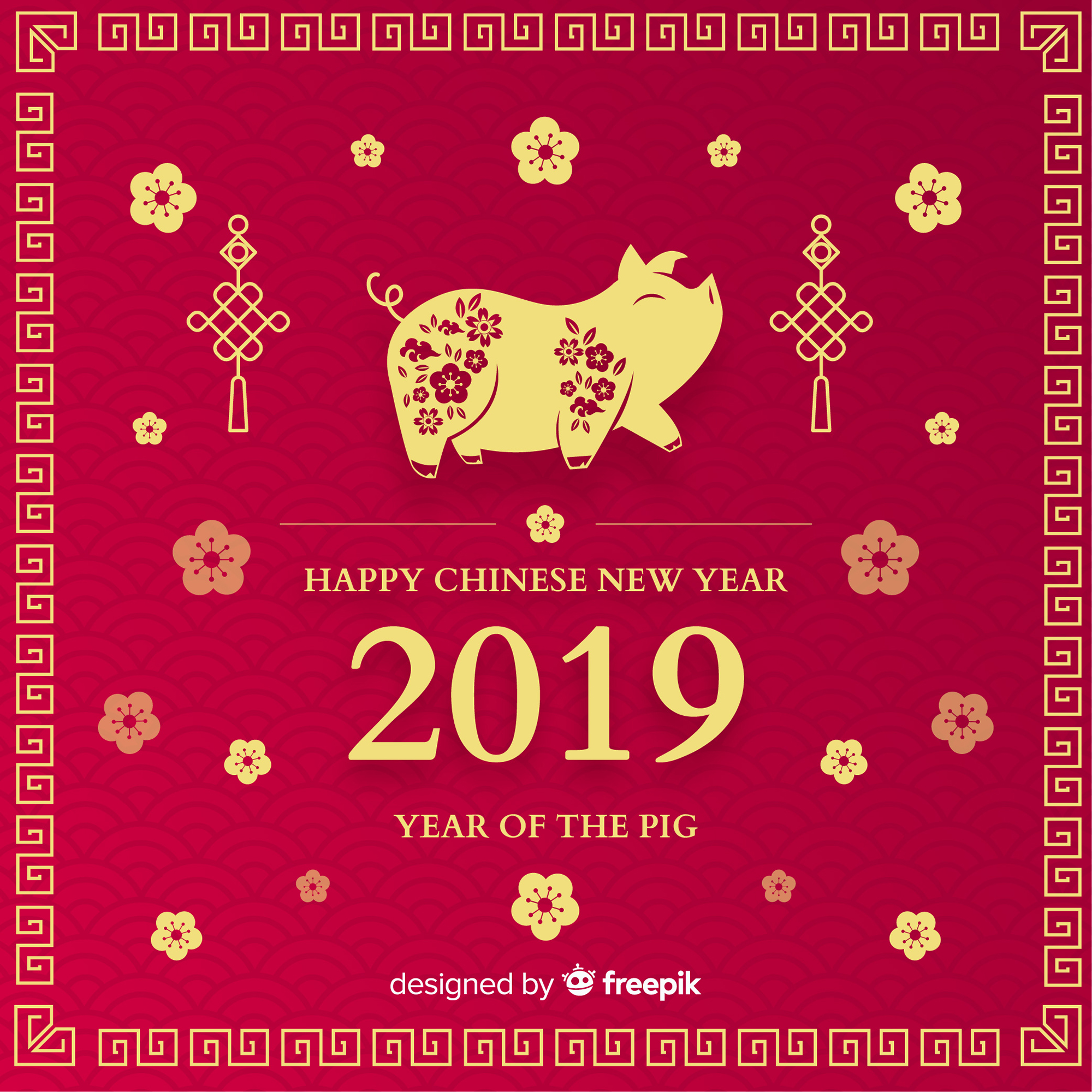 猪年（己亥年）矢量创意图形矢量素材模板 Pig Year (Hai Haiian) Vector Creative Graphic Vector Material Template [EPS]_img_2