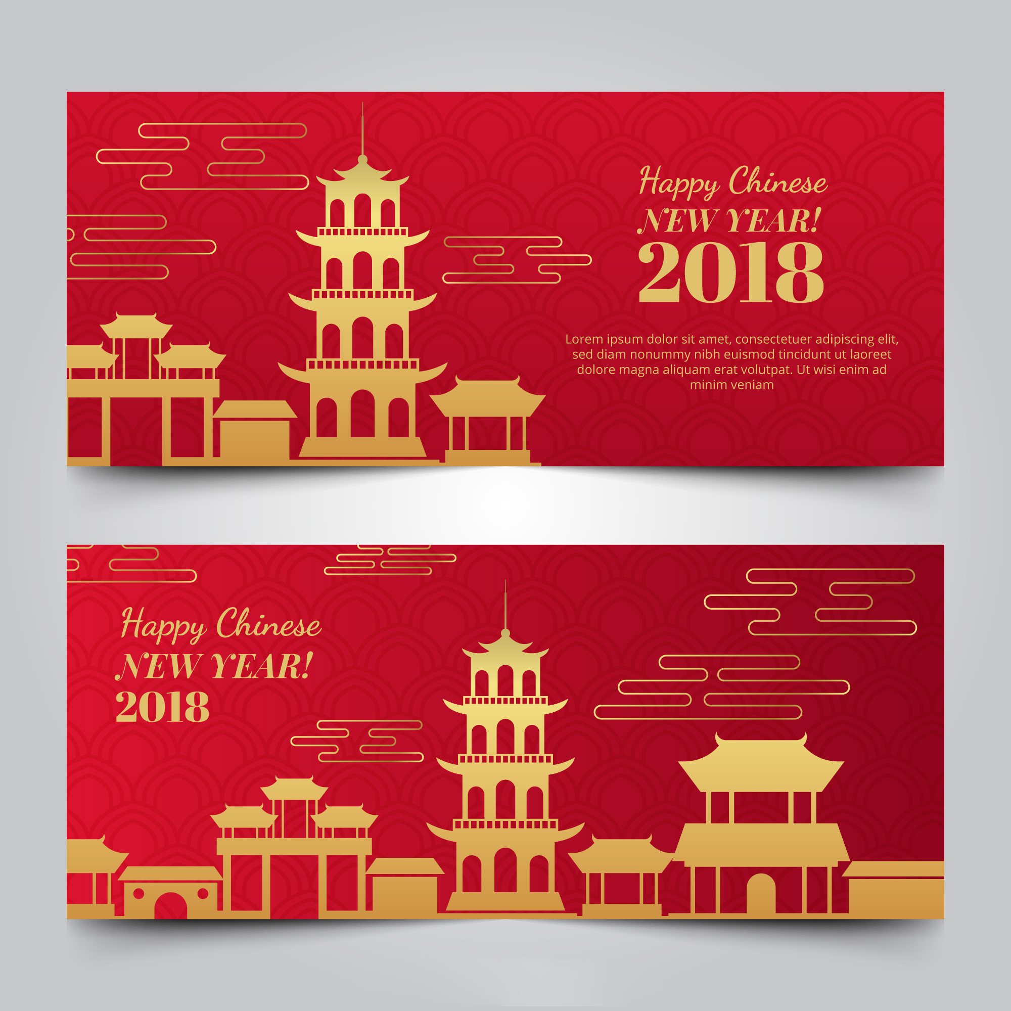 2019新年农历猪年贺卡矢量素材模板 2019 New Year Lunar Year Of The Pig Greeting Card Vector Material Template_img_2