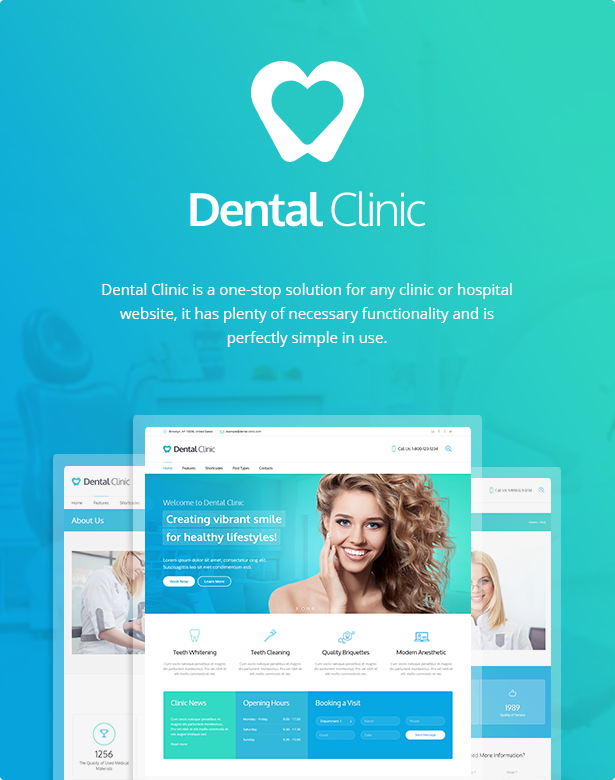 蓝绿色的牙科护理和医疗WordPress主题模板 Medical & Dentist WordPress Theme - Dental Clinic_img_2