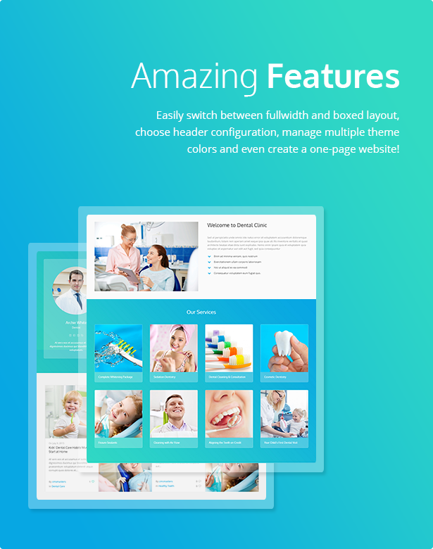 蓝绿色的牙科护理和医疗WordPress主题模板 Medical & Dentist WordPress Theme - Dental Clinic_img_2