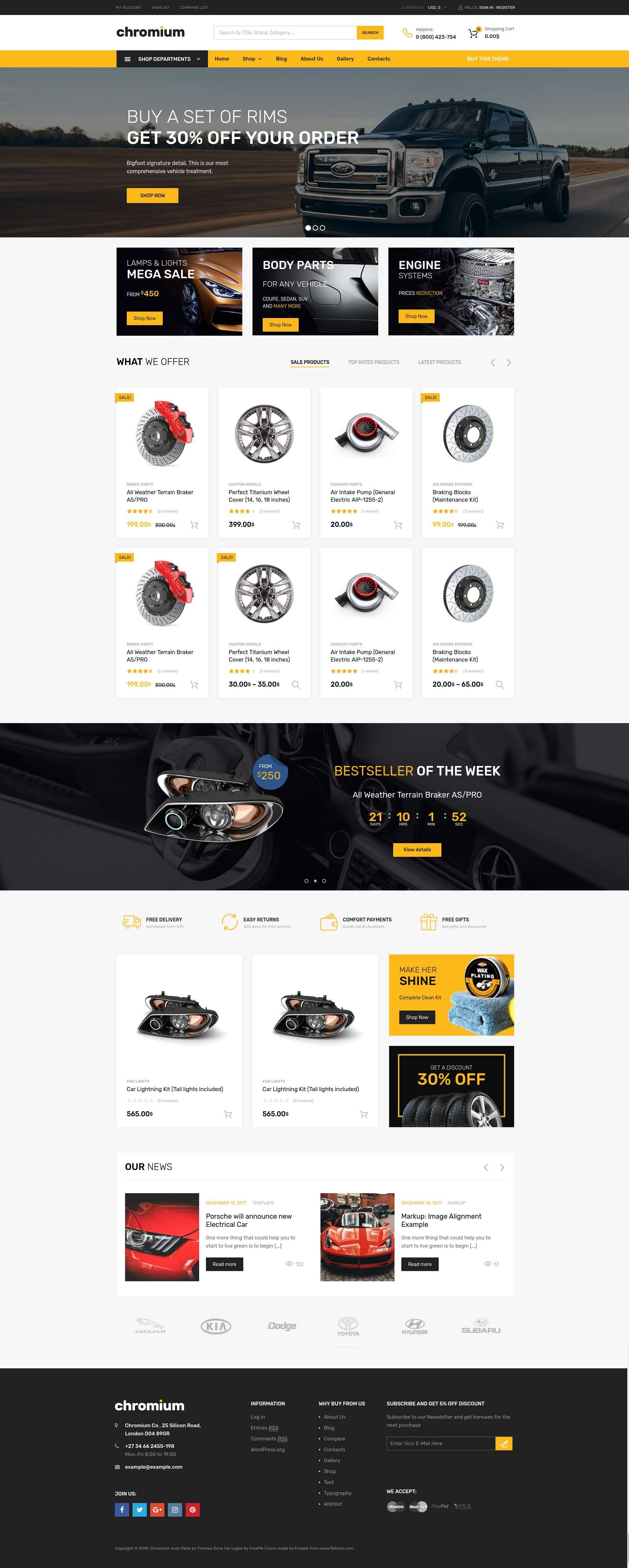 精美的高级汽车配件商城WordPress主题模板 Chromium - Auto Parts Shop WordPress WooCommerce Theme_img_2