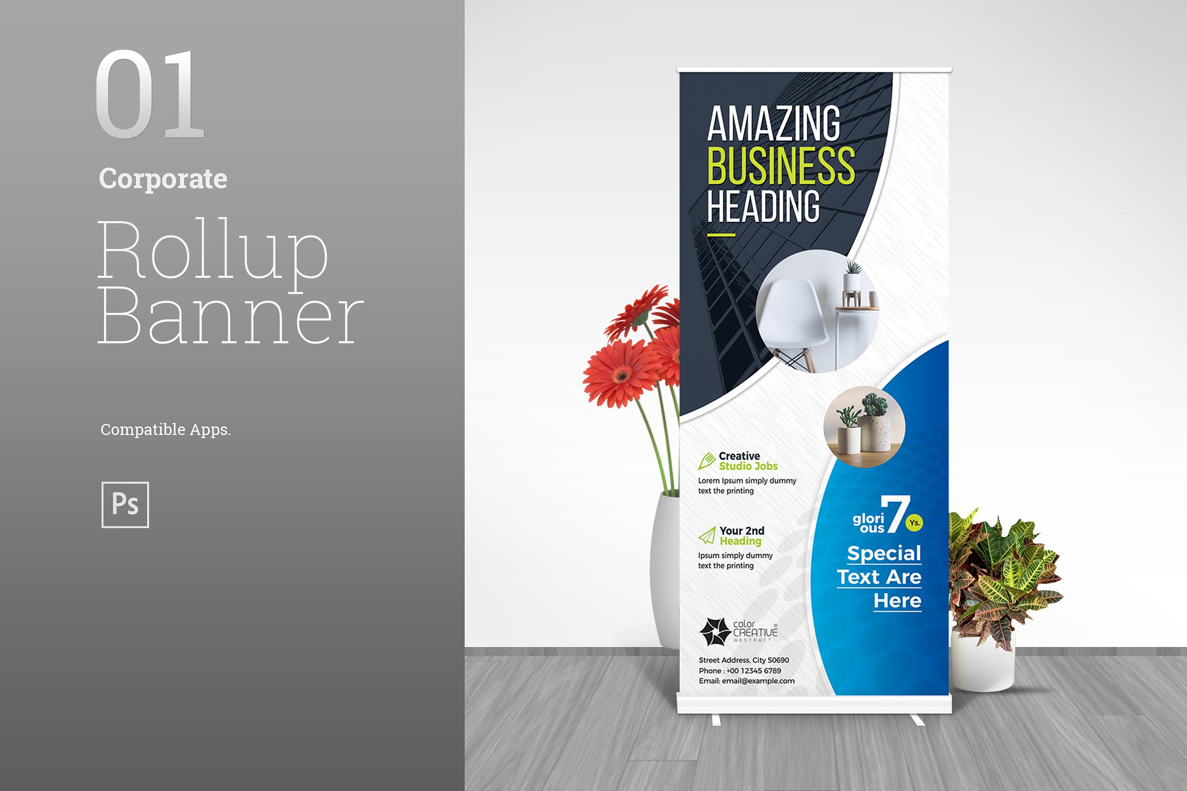 10款完美的企业介绍易拉宝PSD模板 10 Perfect Corporate Introductions Roll Up PSD Templates_img_2