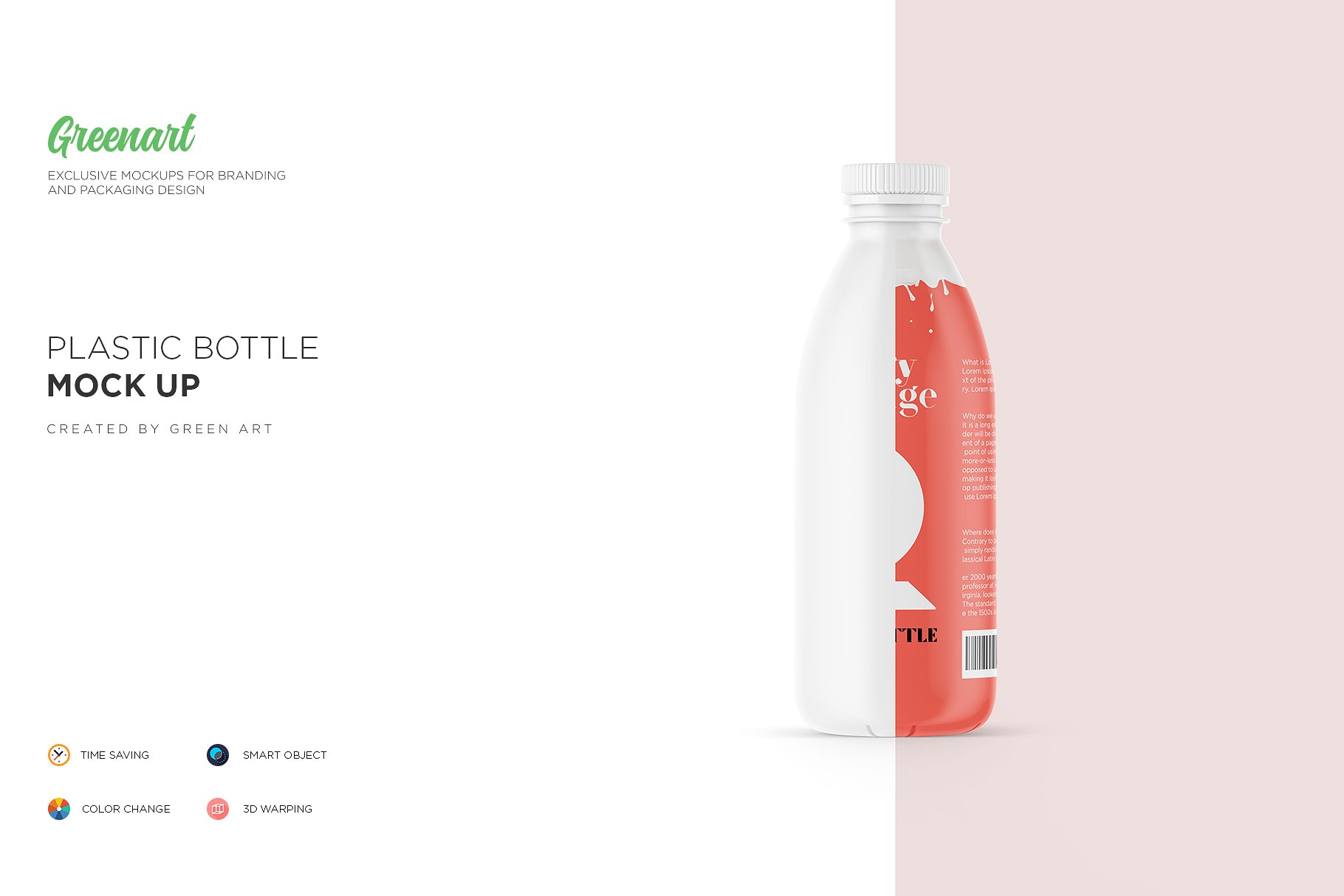 哑光塑料瓶饮料瓶样机 Matte Plastic Bottle Mockup_img_2