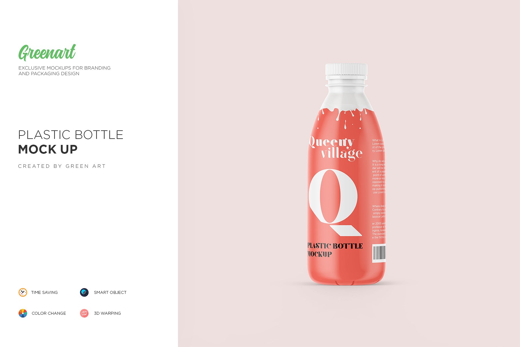 哑光塑料瓶饮料瓶样机 Matte Plastic Bottle Mockup_img_2