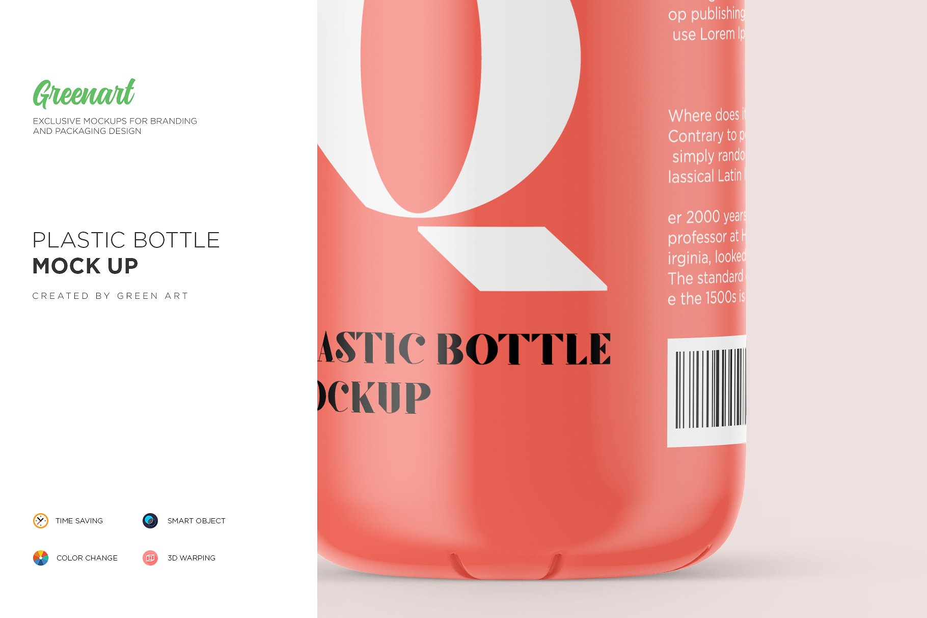 哑光塑料瓶饮料瓶样机 Matte Plastic Bottle Mockup_img_2