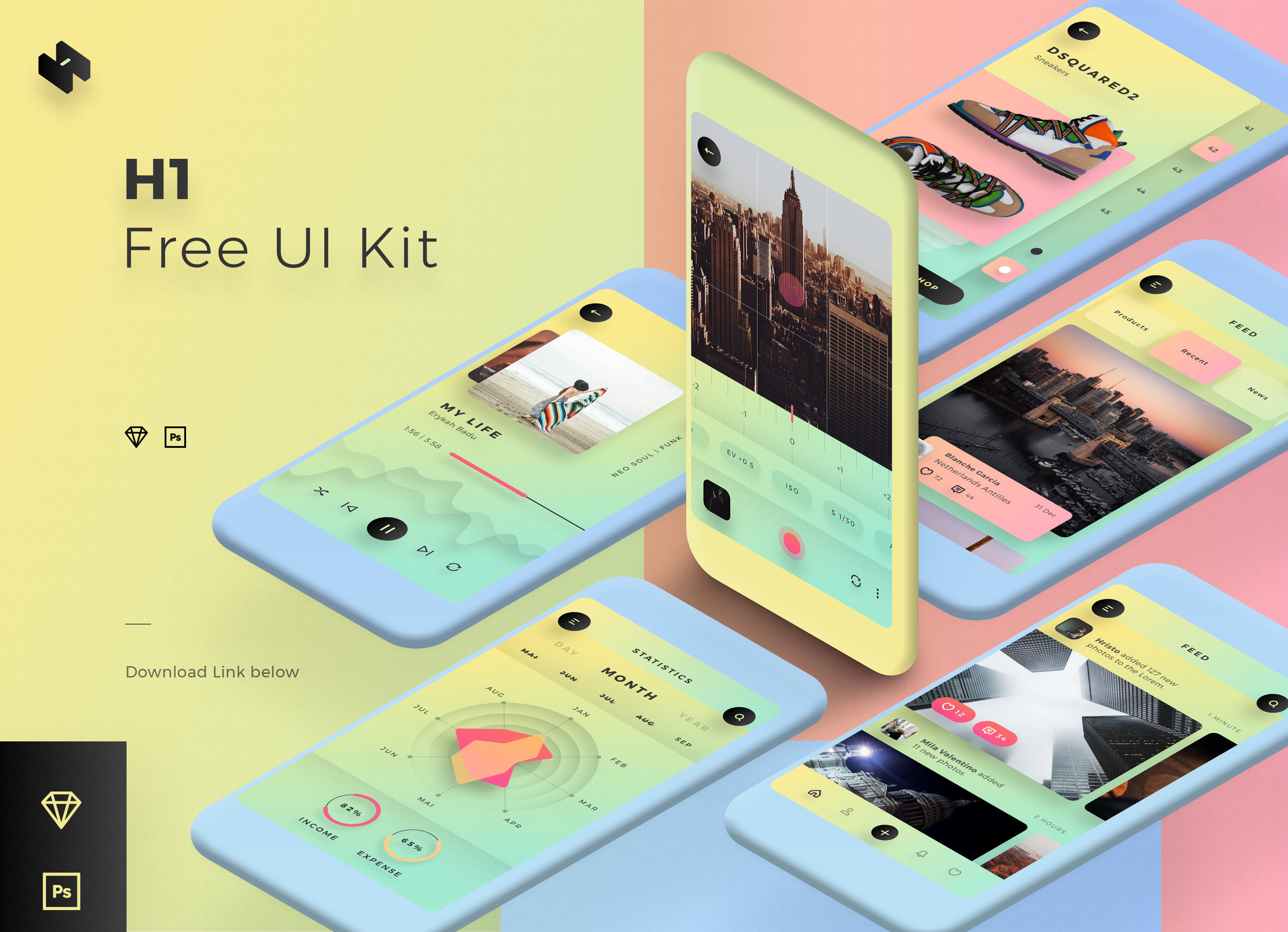 移动手机音乐播放器社交APP UI工具包 Mobile Phone Music Player APP UI Tool Kit_img_2