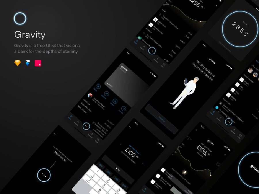 精细的黑色移动手机银行APP UI套件 Fine Black Mobile Phone Bank APP UI Kit_img_2