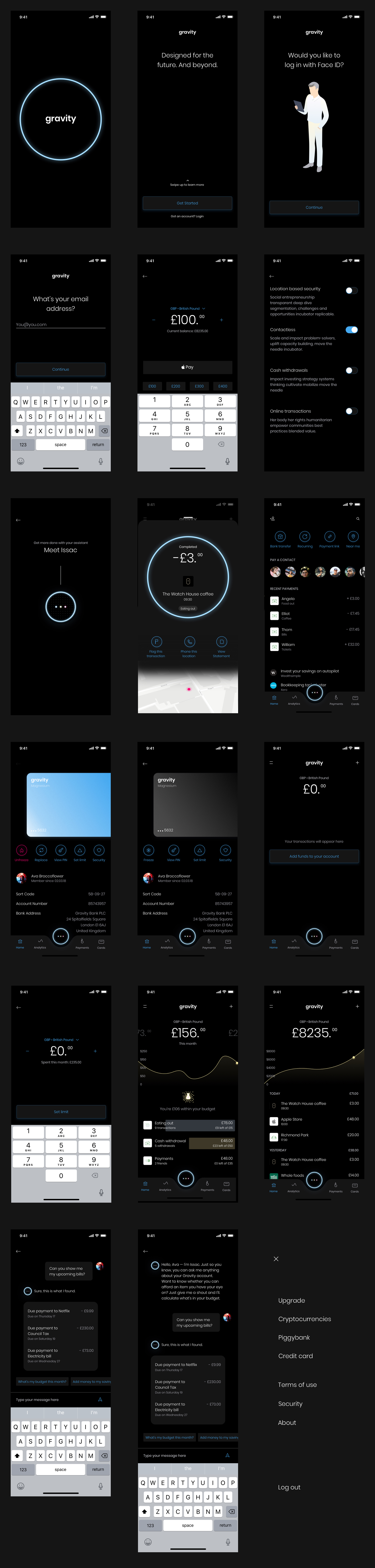 精细的黑色移动手机银行APP UI套件 Fine Black Mobile Phone Bank APP UI Kit_img_2