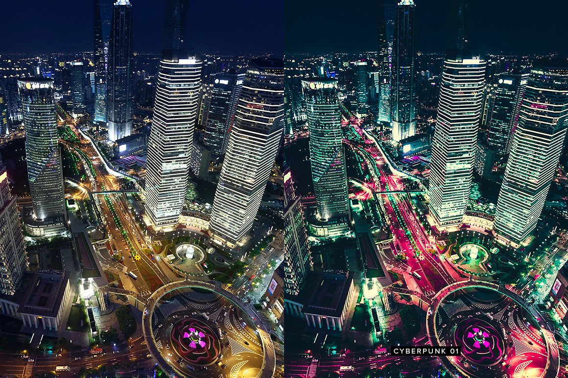 10款朋克效果的城市夜景Lightroom预设 10 Cyberpunk Lightroom Presets LUTs_img_2