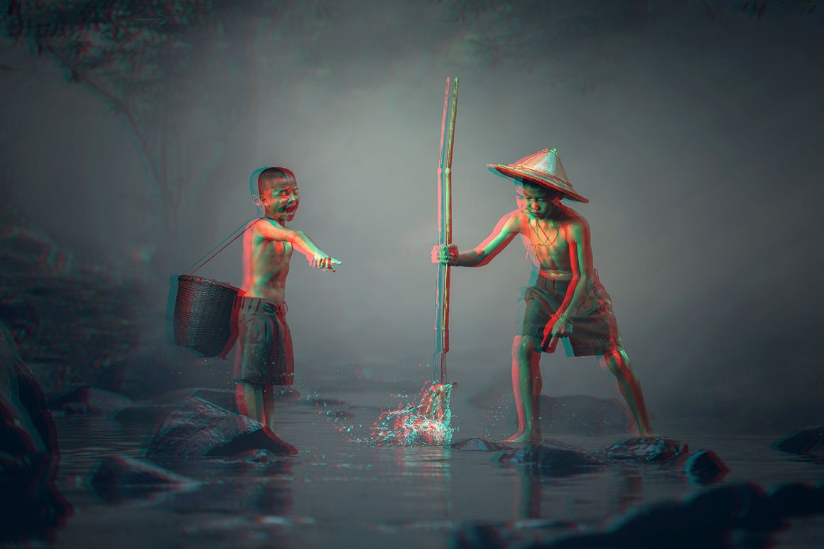 照片红青色3D浮雕效果的PS动作 3D Red Cyan Anaglyph Photoshop Actions_img_2