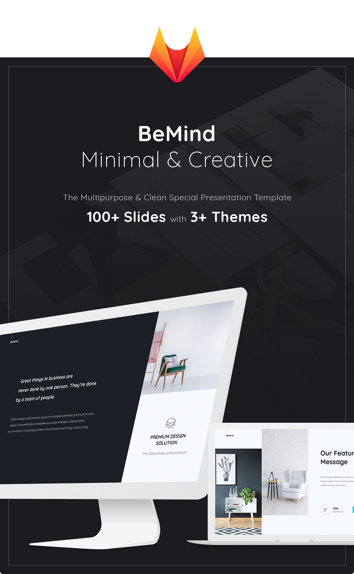 时尚简约的室内设计策划案幻灯片模板 BeMind Minimal & Business Template_img_2