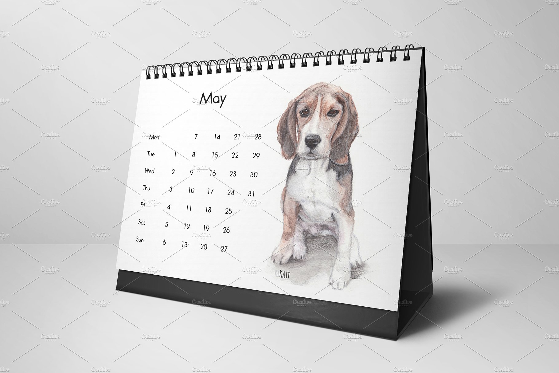 2019可爱的小狗狗元素的台历模板 2019 Cute Puppy Dog Element Desk Template_img_2