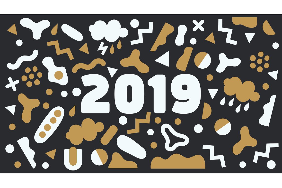 2019年新年矢量卡通背景 2019 New Year Vector Cartoon Background_img_2