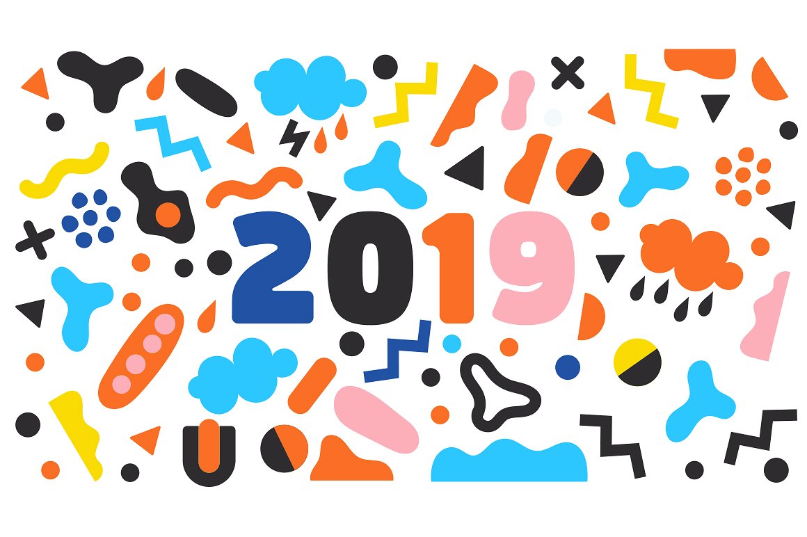 2019年新年矢量卡通背景 2019 New Year Vector Cartoon Background_img_2