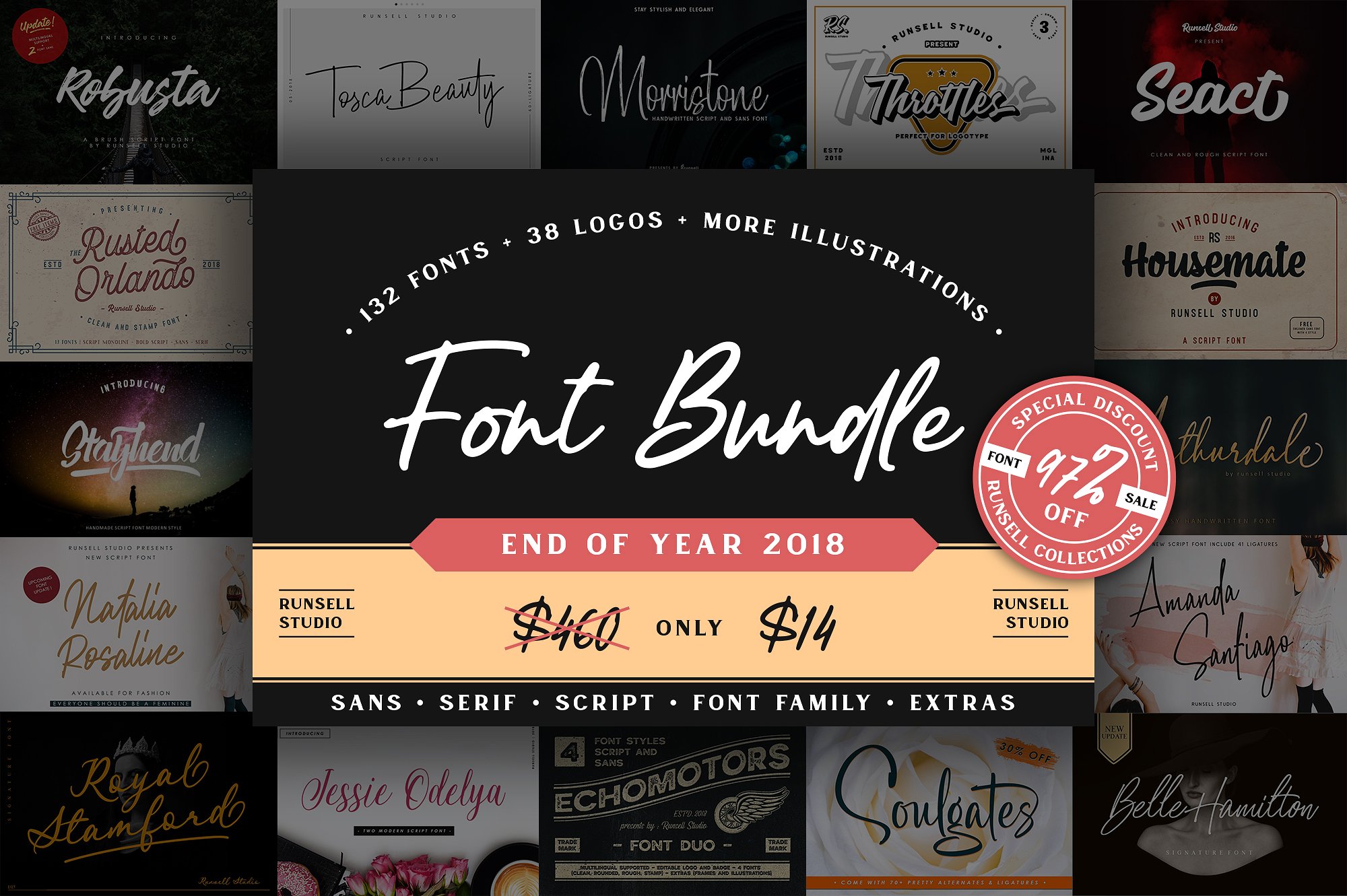 超巨量时尚的艺术品牌海报字体合集 End Of Year Bundle Collection_img_2