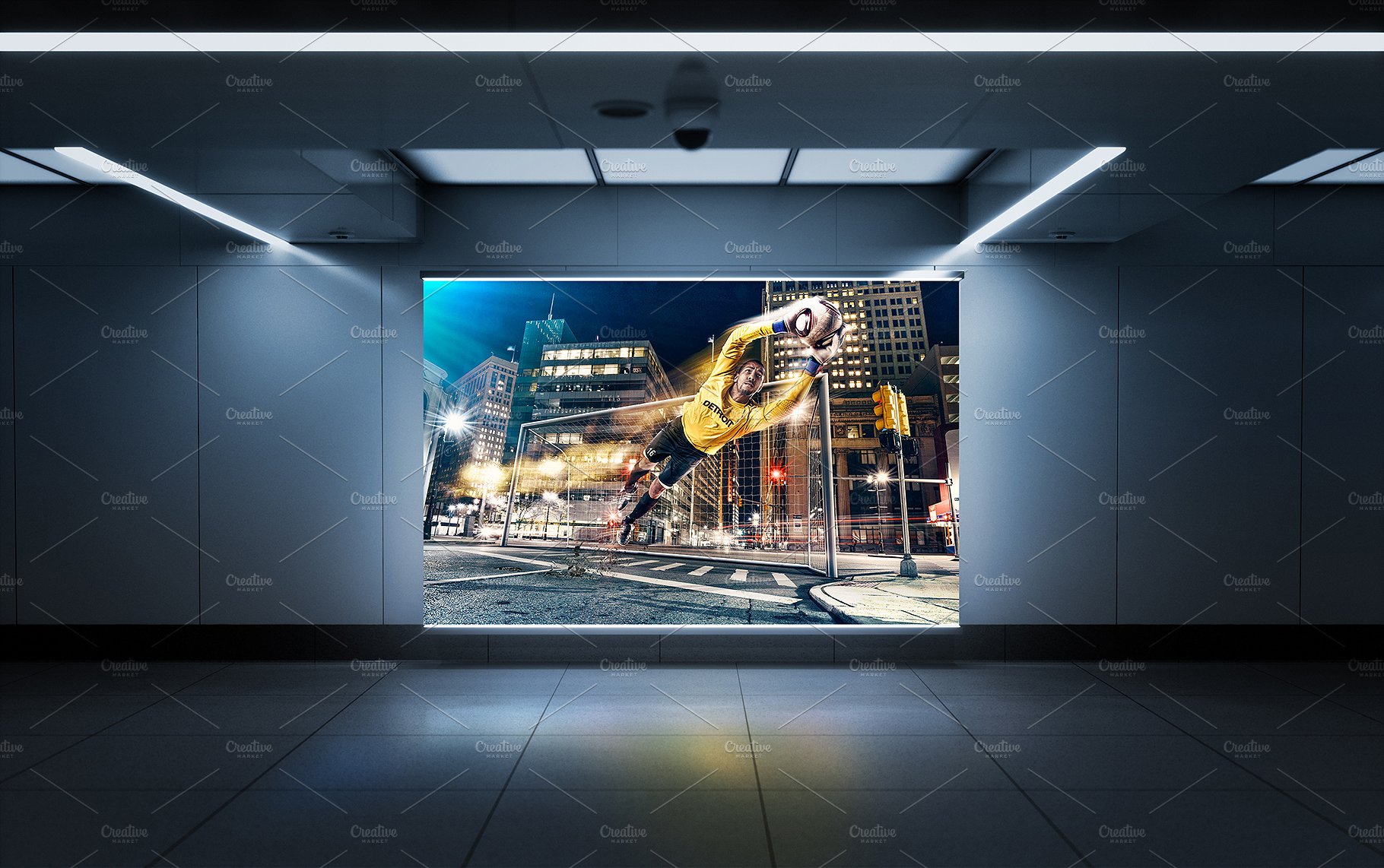多角度的地铁火车站广告牌样机 Billboard Mockup - Ad Station Series_img_2