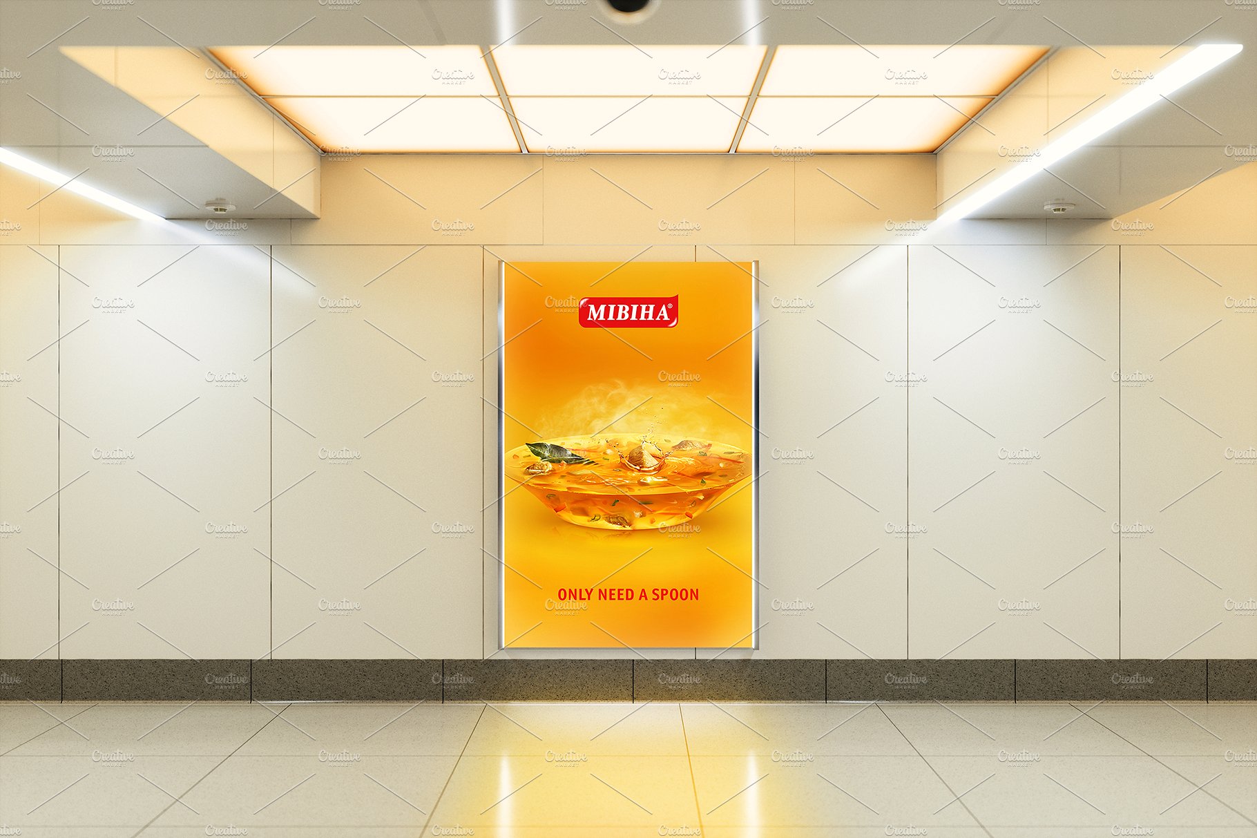 多角度的地铁火车站广告牌样机 Billboard Mockup - Ad Station Series_img_2