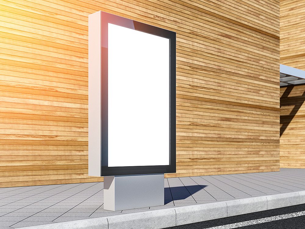 商场办公楼灯箱广告牌PSD样机 Lightbox billboard PSD Mockup_img_2