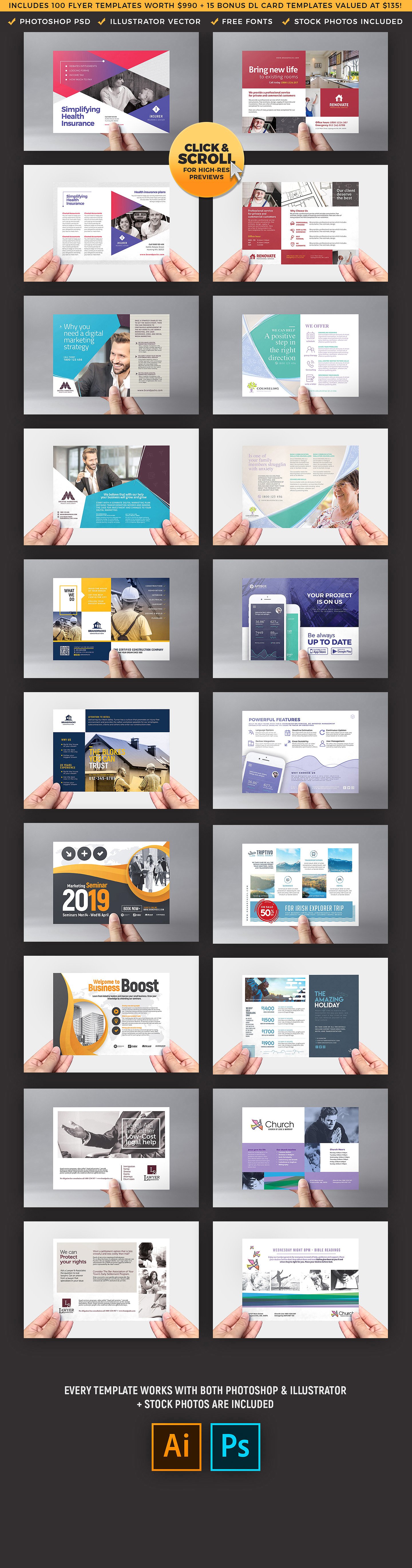 超级实用的100多款双面的产品促销宣传单页模板 100+ Flyer Templates Bundle[4.0G]_img_2