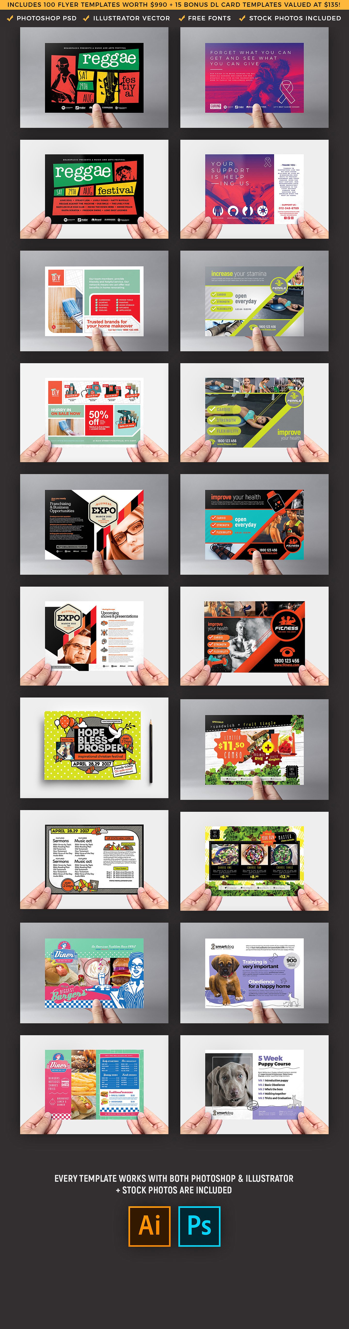 超级实用的100多款双面的产品促销宣传单页模板 100+ Flyer Templates Bundle[4.0G]_img_2