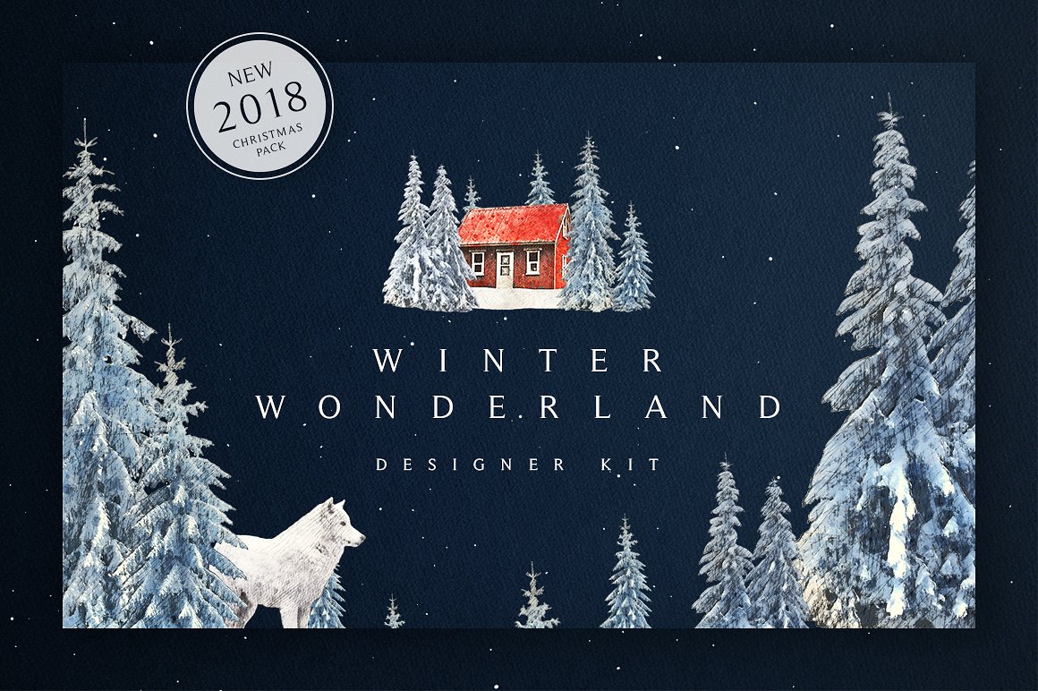 梦如仙境的手绘冬季圣诞节元素图案集 Winter Wonderland Designer Kit_img_2