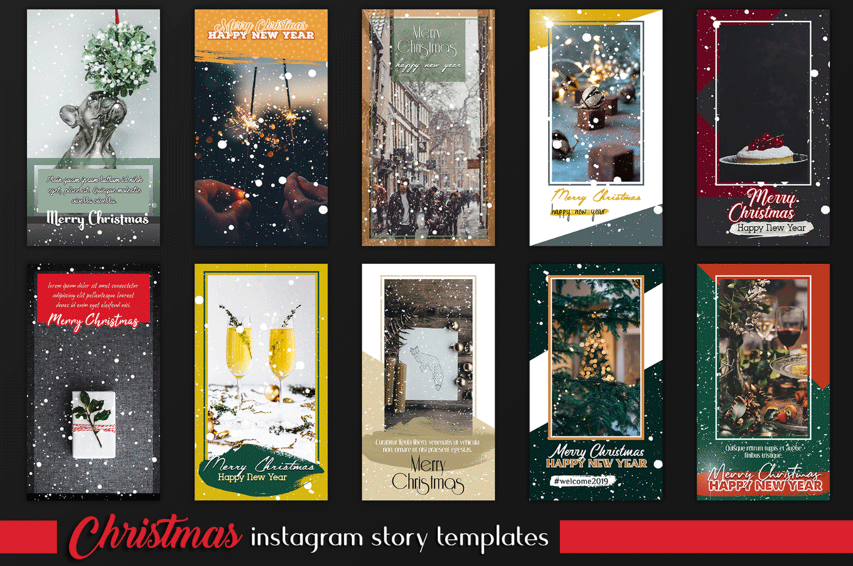 圣诞节和新年Instagram故事卡片模板套装 Christmas Instagram & Card Bundle_img_2