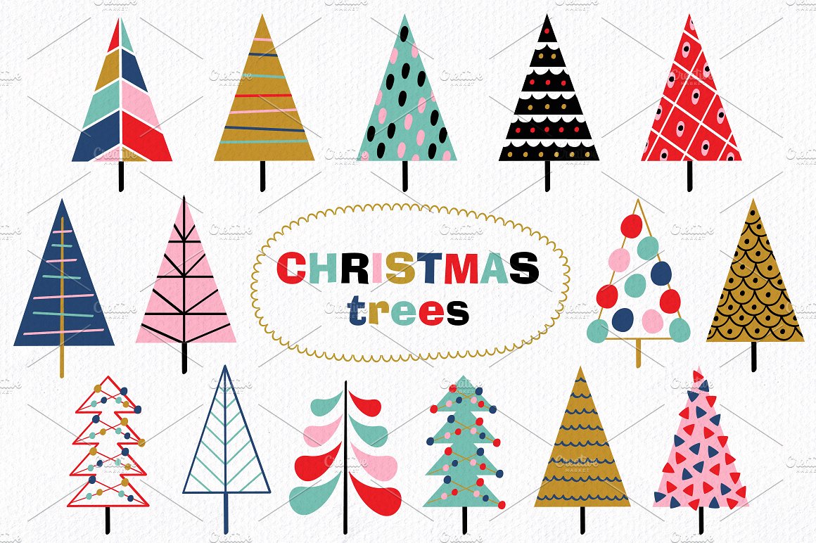 五彩斑斓的圣诞节装饰矢量图案 Colorful Christmas Decoration Vector Pattern_img_2