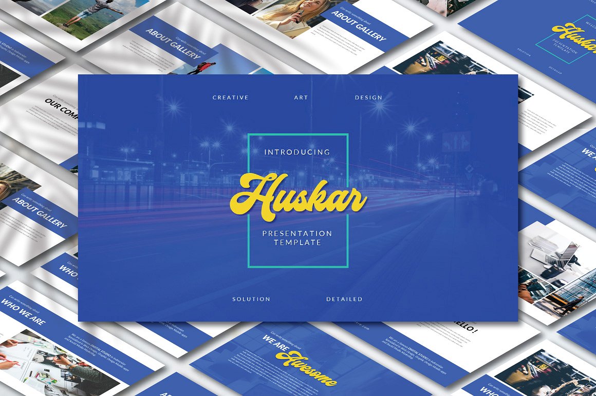 多功能的信息介绍PPT模板 Huskar PowerPoint Template_img_2