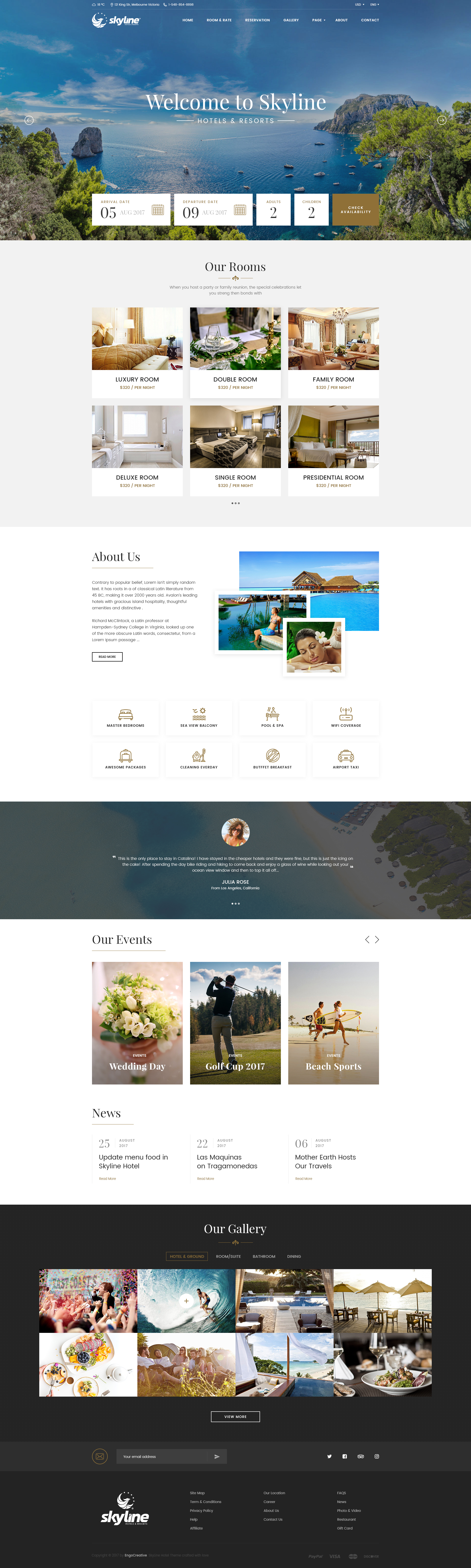 有吸引力的和现代的假日酒店网站模板 Attractive And Modern Holiday Hotel Website Template_img_2