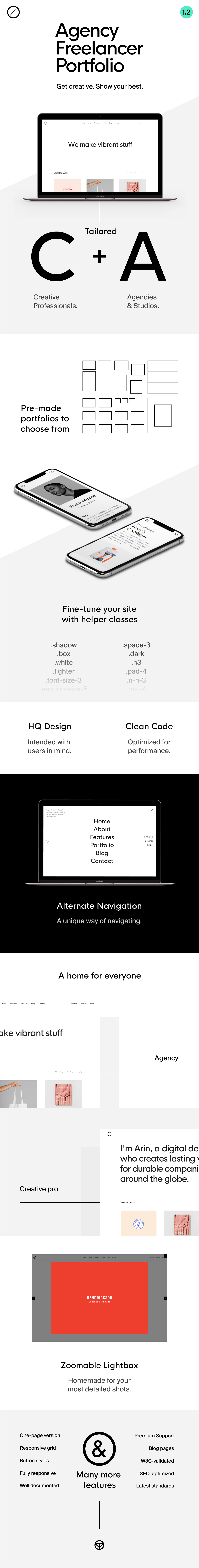 自由简约的创意设计工作室网站模板 Nevo - Creative Pro & Agency Studio Template_img_2