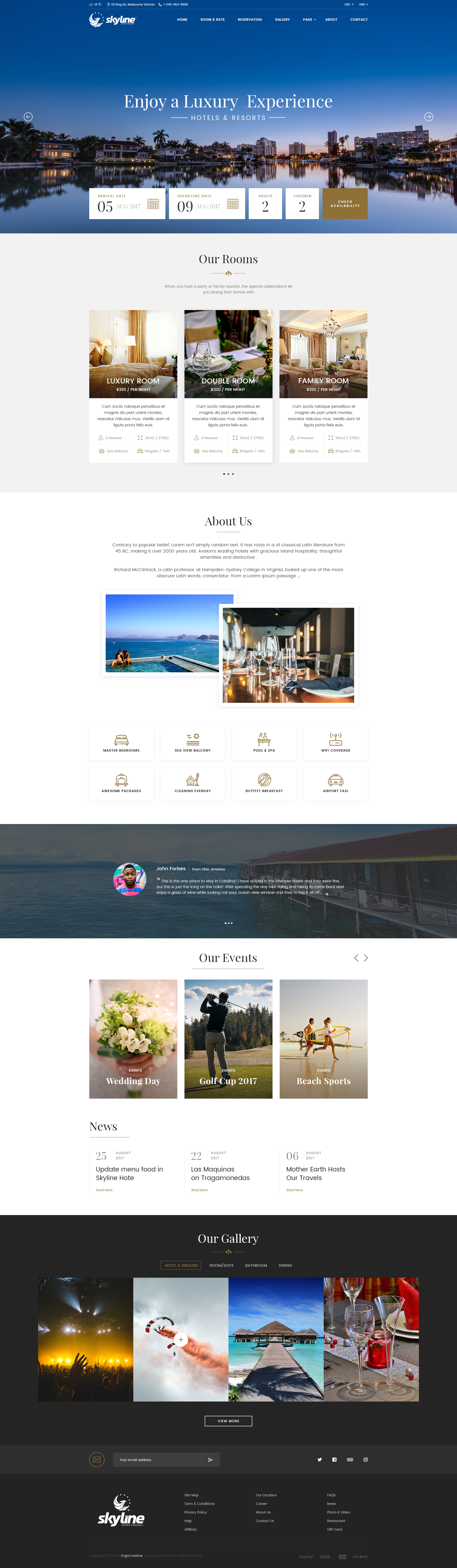 有吸引力的和现代的假日酒店网站模板 Attractive And Modern Holiday Hotel Website Template_img_2