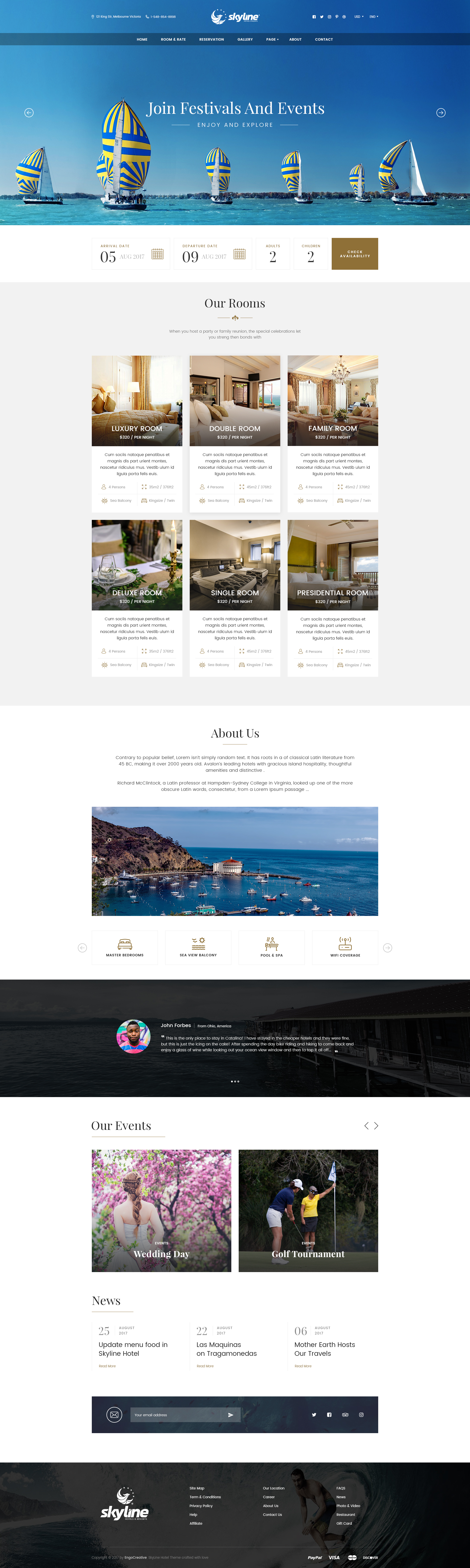 有吸引力的和现代的假日酒店网站模板 Attractive And Modern Holiday Hotel Website Template_img_2