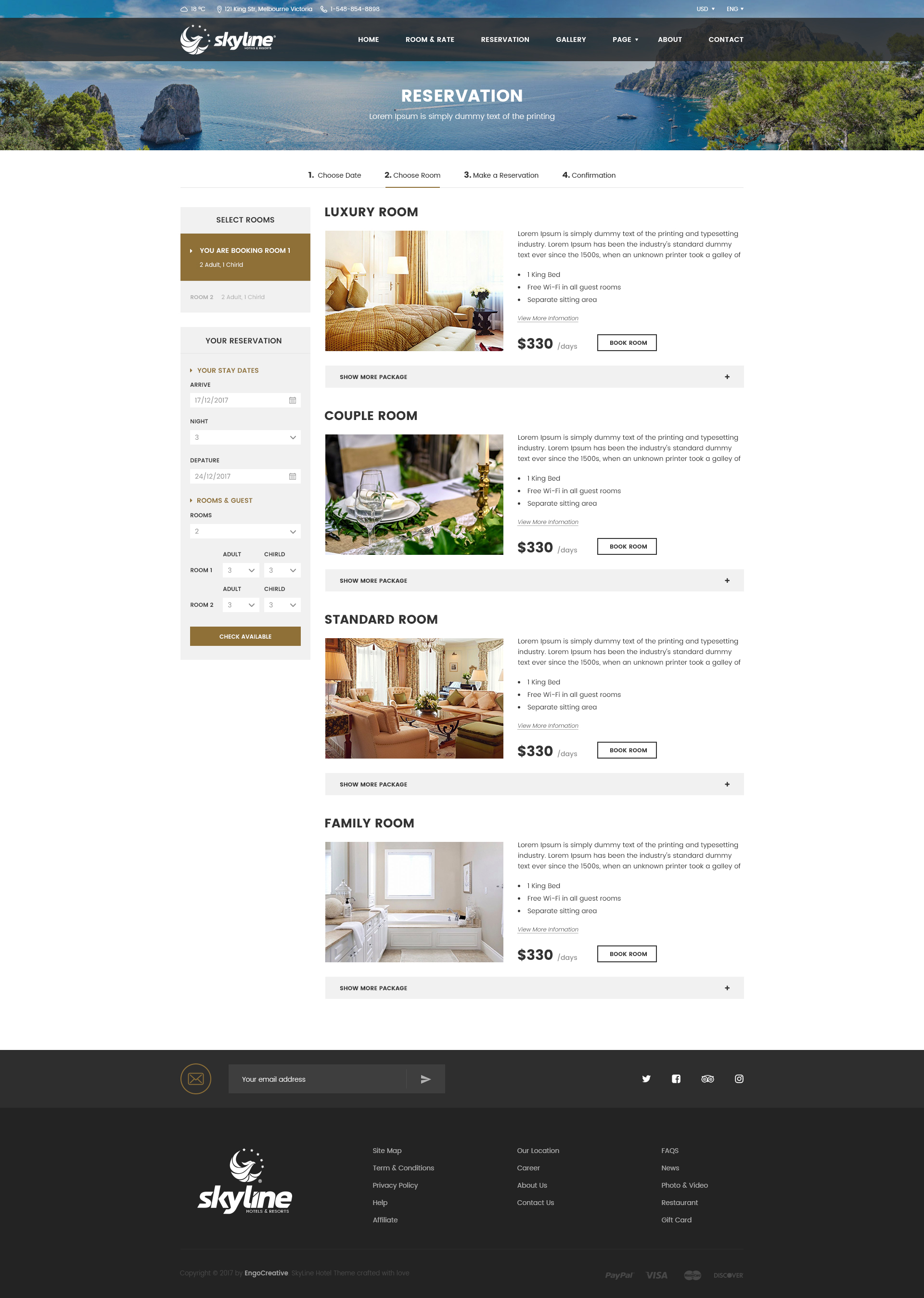 有吸引力的和现代的假日酒店网站模板 Attractive And Modern Holiday Hotel Website Template_img_2