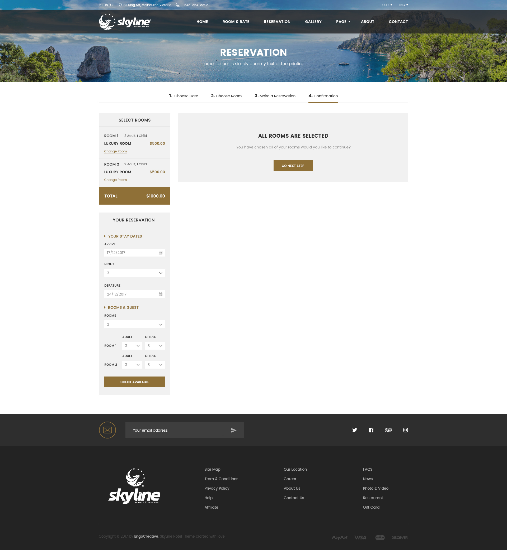 有吸引力的和现代的假日酒店网站模板 Attractive And Modern Holiday Hotel Website Template_img_2