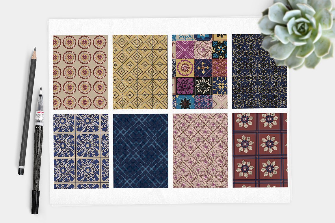 马赛克拼图瓷砖图案纹理 Souk Inspired Mosaic Tile Patterns_img_2