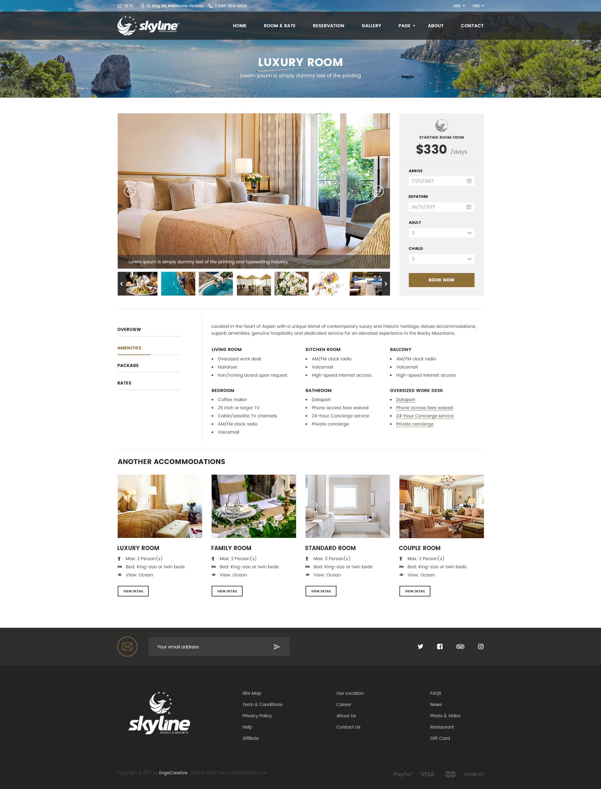 有吸引力的和现代的假日酒店网站模板 Attractive And Modern Holiday Hotel Website Template_img_2