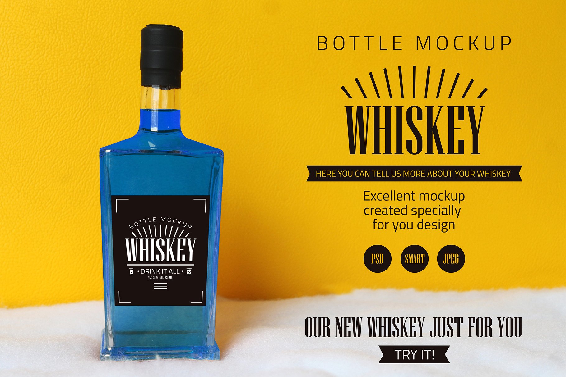 精美的常规威士忌酒瓶样机 Regular Whiskey Bottle Mockup_img_2